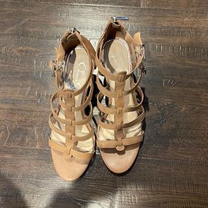 Jessica Simpson Tan wedges sz 8